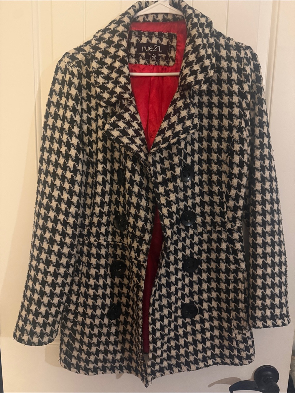 Rue 21 Houndstooth Peacoat size M - Picture 1 of 6